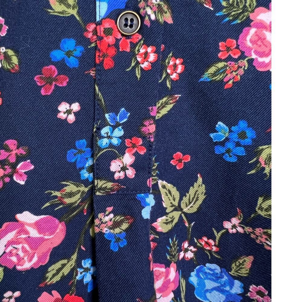 Duffield Lane Iris Shirt Dress Ruffle Hem in Navy Blue 100% Cotton Women's Large - Picture 6 of 16